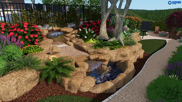 3D full color mock up of a landscape design