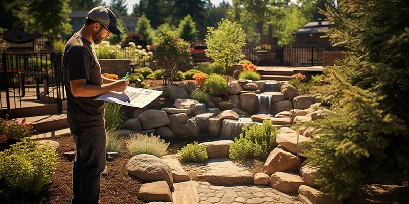 Landscape designer at work creatively brings ideas to life, crafting harmonious and beautiful landscapes inspired by the beauty of nature.