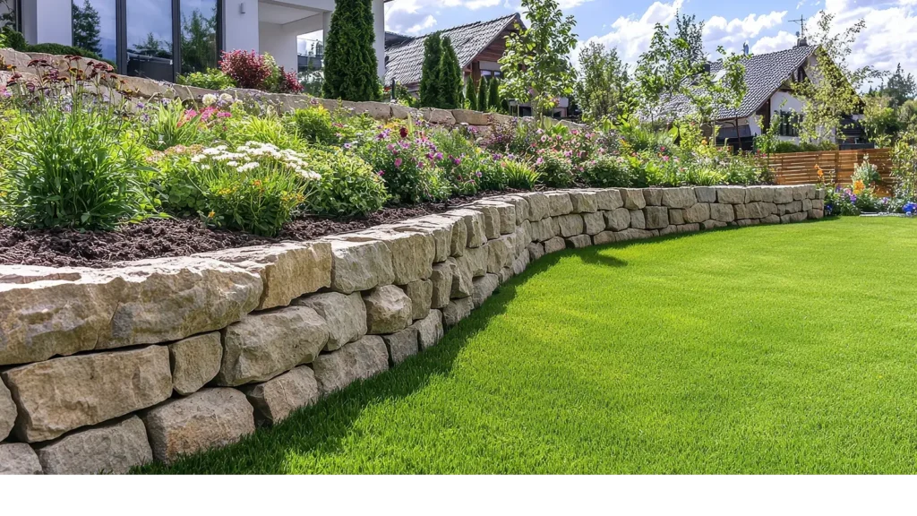 Stone Wall Retaining Wall Garden Landscape Design